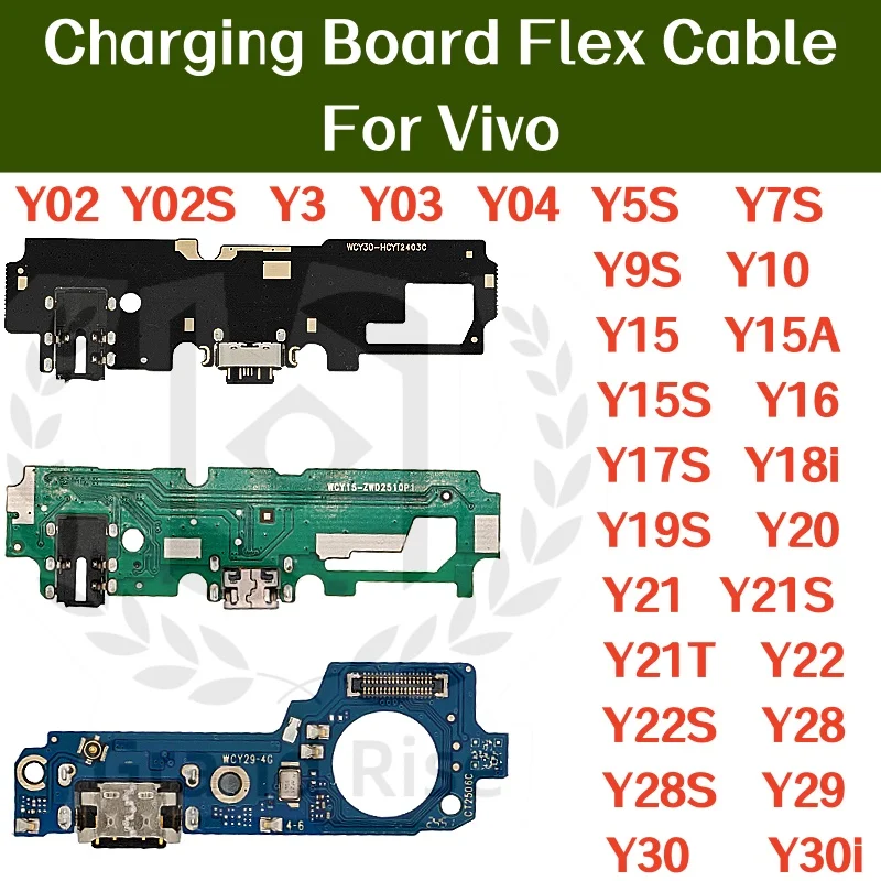 

USB Charging Board Flex Cable For Vivo Y02S Y03 Y04 Y5S Y7S 9S 10 15A S 16 17S 18i 19S 20 Y21S Y21T 22S 28S Y29 30i Charger Port
