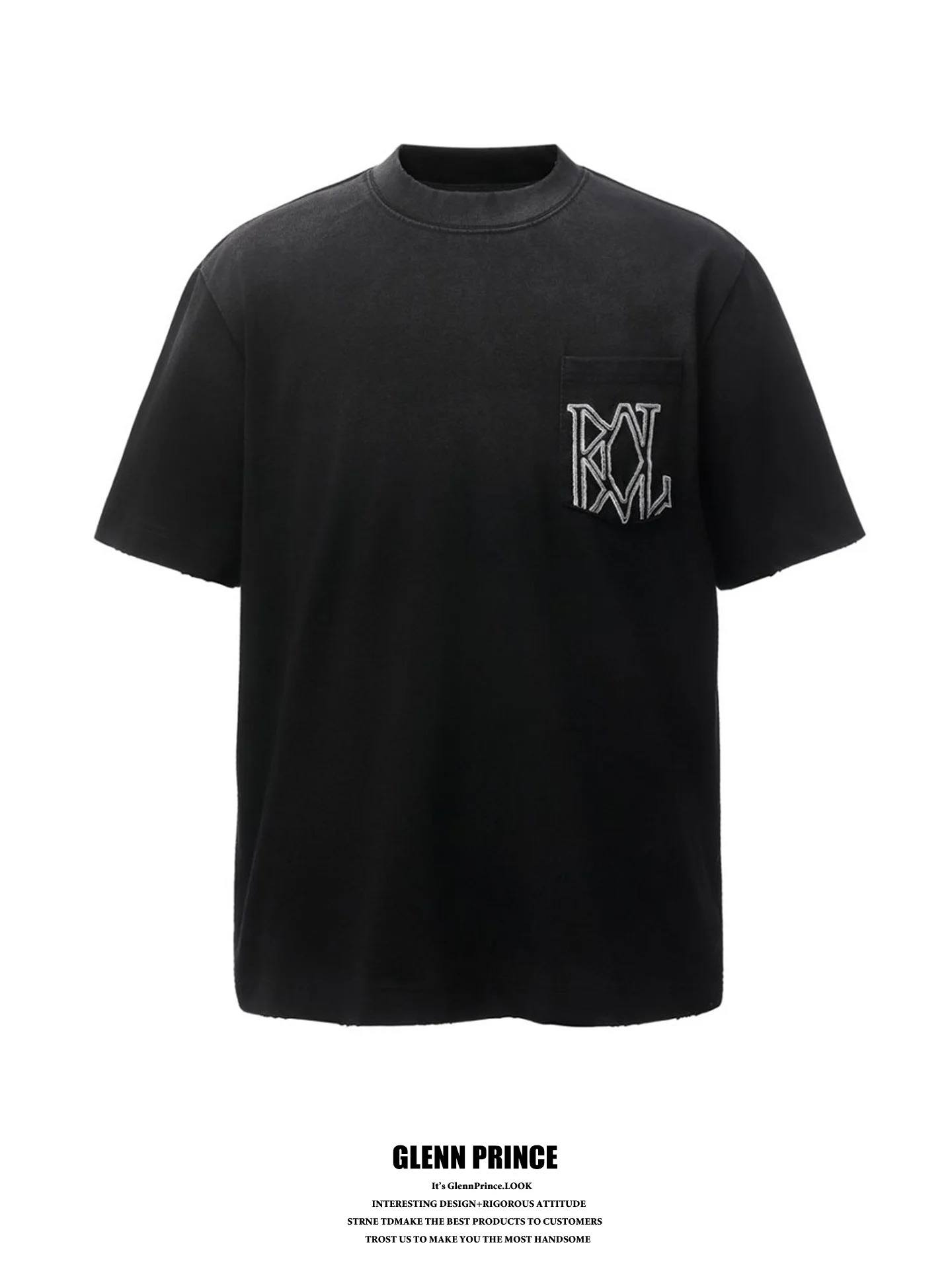 

GPstudio American High Street Washed Vintage Pocket Embroidery Short Sleeve T-Shirt Men Summer Heavyweight Cool Tee