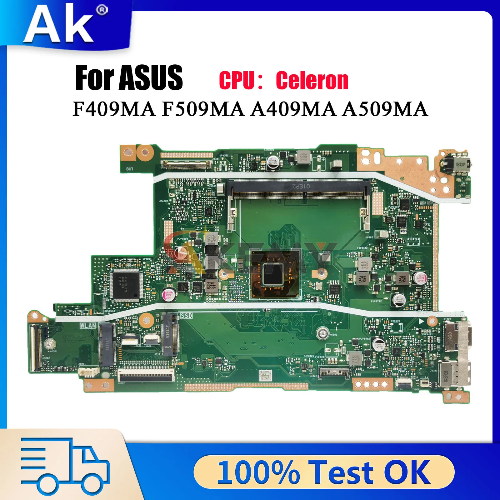 

X409MA Laptop Motherboard For ASUS VivoBook A409MA X409M A509MA F509MA F409MA X409MA Mainboard W/ Celeron CPU tests OK fast ship