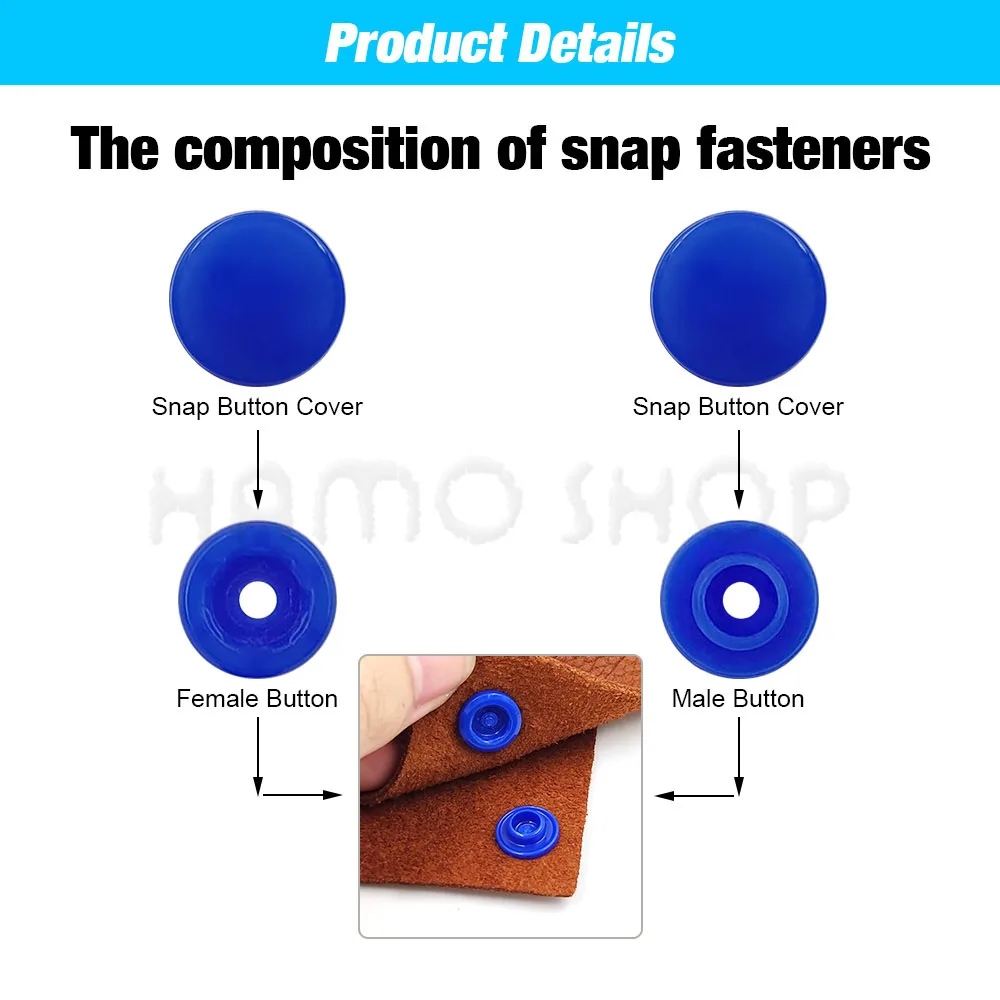 Plastic Snaps Fastener Pliers Kit T5 Resin Button Press Buckle with Installing Machine for DIY Sewing Project Clothing Handbags