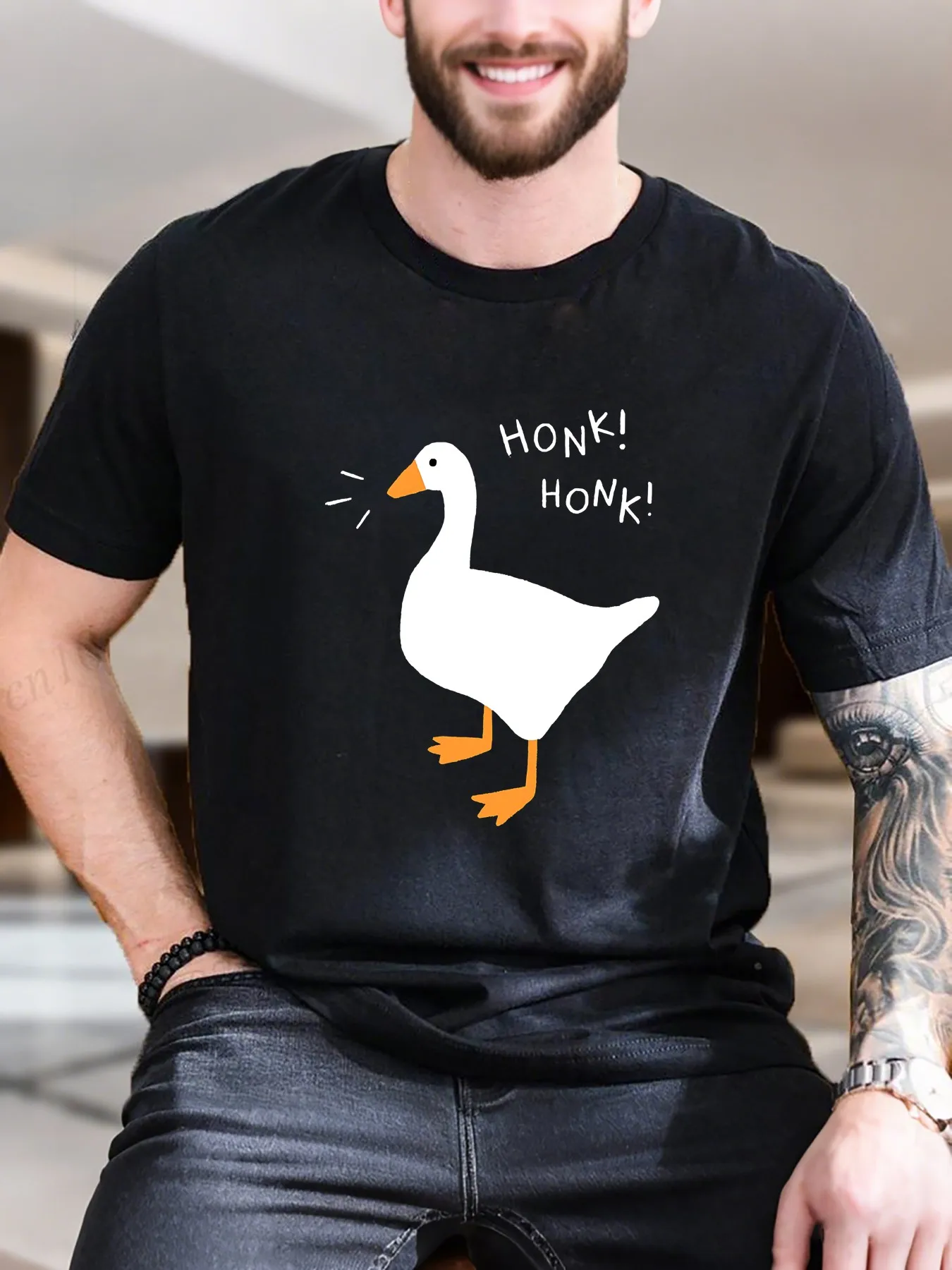 New Arrival Fashion Men's Printed Short Sleeve T-Shirt Flying Bird Kite Design 100% Cotton Breathable Comfortable Casual Tee Sum