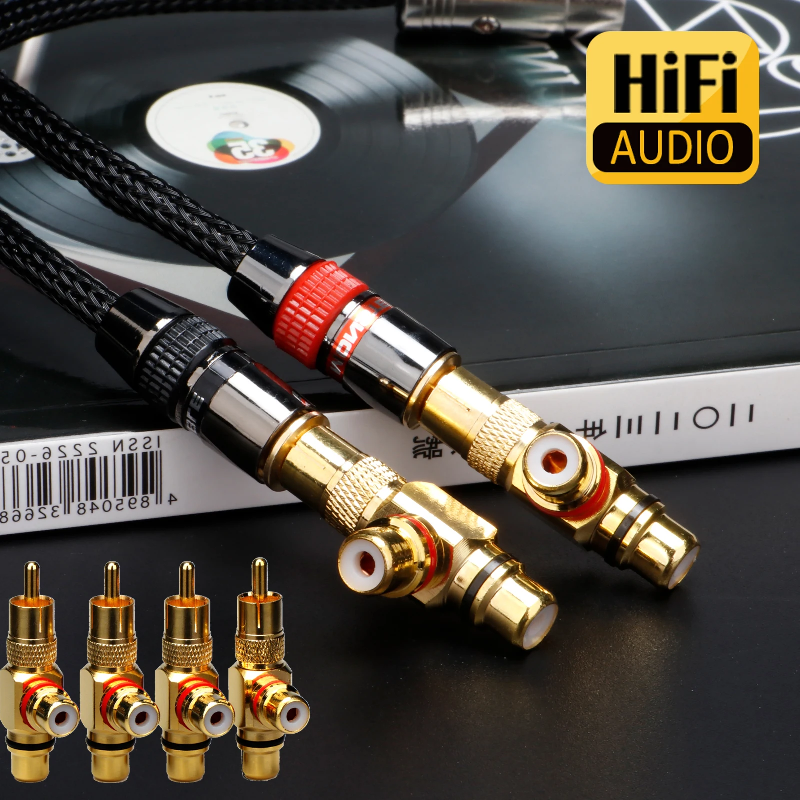 RCA exchange Plug Rca to 2rca female adpter Gold Plated Solder RCA Male Plug Connectors Audio Adapter DIY For Hifi systems