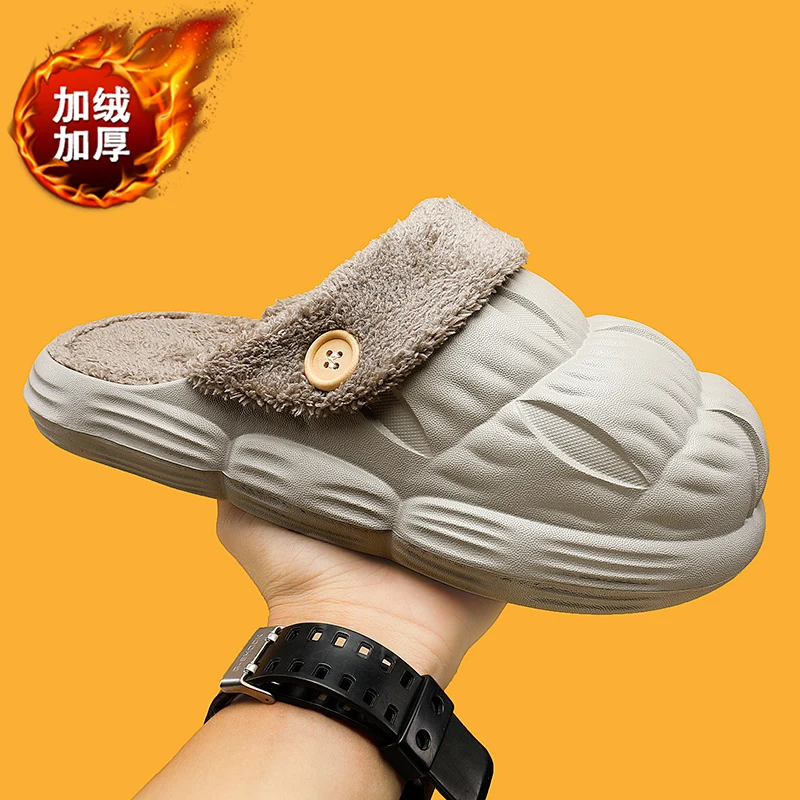 

Winter Down Cloth Waterproof Indoor Outdoor Warm Plush Shoes Non-slip Thick Sole Soft Comfort Couples Flats Women Men Slippers