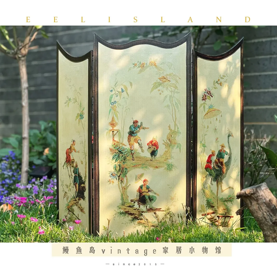 

French antique screen wood panel painting decorative painting ornament modern retro niche living room desktop folding painting s