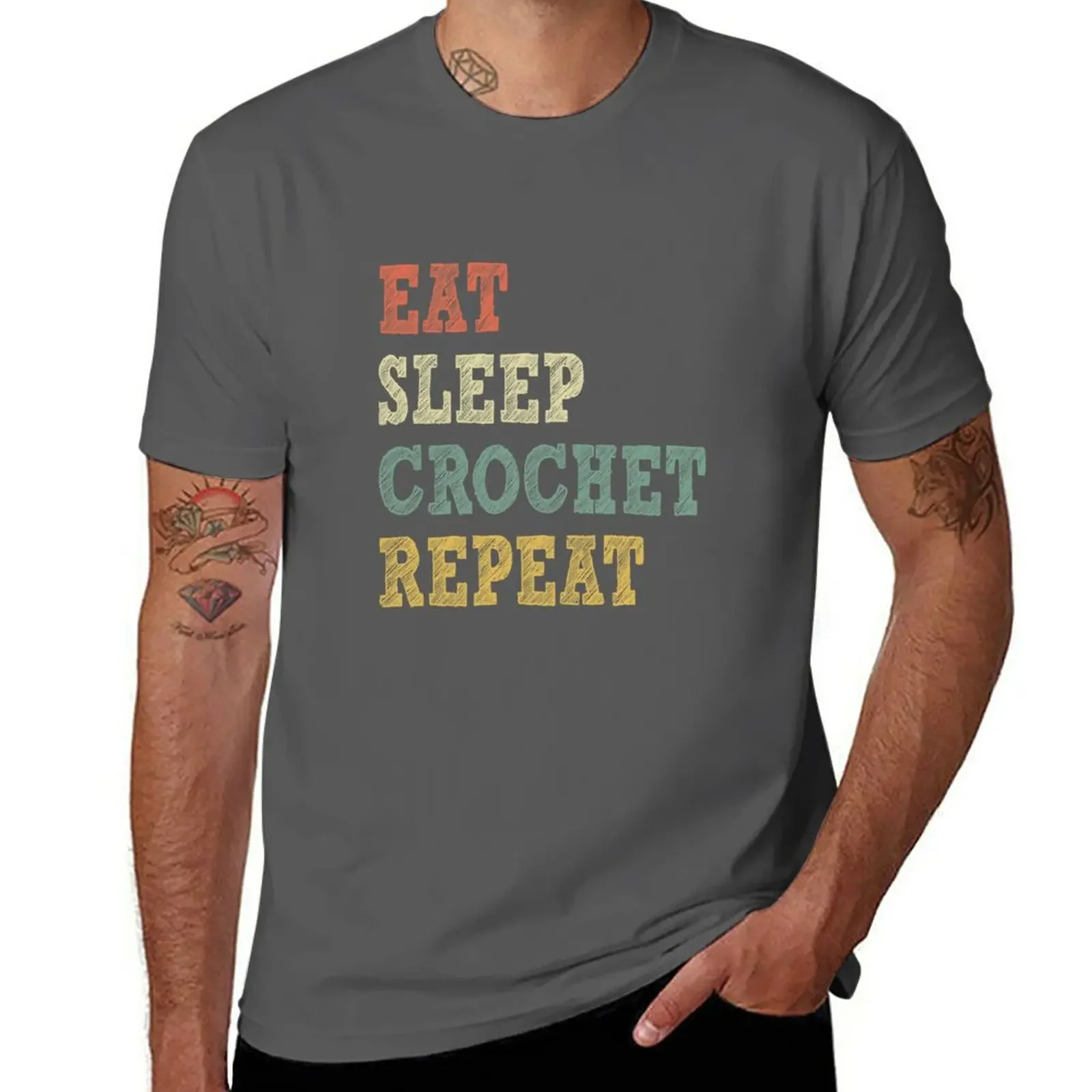 

Eat Sleep Crochet Repeat Funny T-Shirt boys whites vintage customizeds mens vintage t shirts