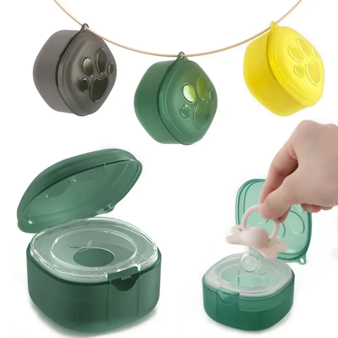 

Food Grade Silicone Pacifier Box Baby Cartoon Pacifier Holder BPA Free Nipple Storage Case Dustproof Soother Container Box