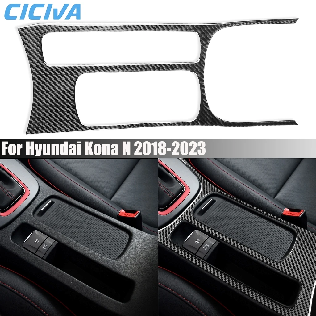 

Автомобильные аксессуары из углеродного волокна, центральная консоль, держатель для чашки, внутренняя крышка, модифицированная наклейка для Hyundai Kona N 2018-2023