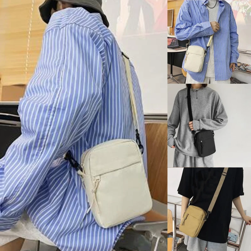 Women Crossbody Bag Casual Men Small Shoulder Bag Solid Color Student Cell Phone Bag Mini Satchel