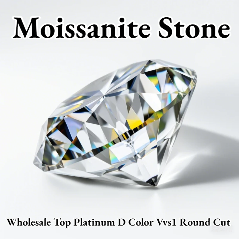 Moissanite Stone Wholesale Top Platinum D Color Vvs1 Round Cut Real D Gemstone for Diy Jewelry Making with GRA Report