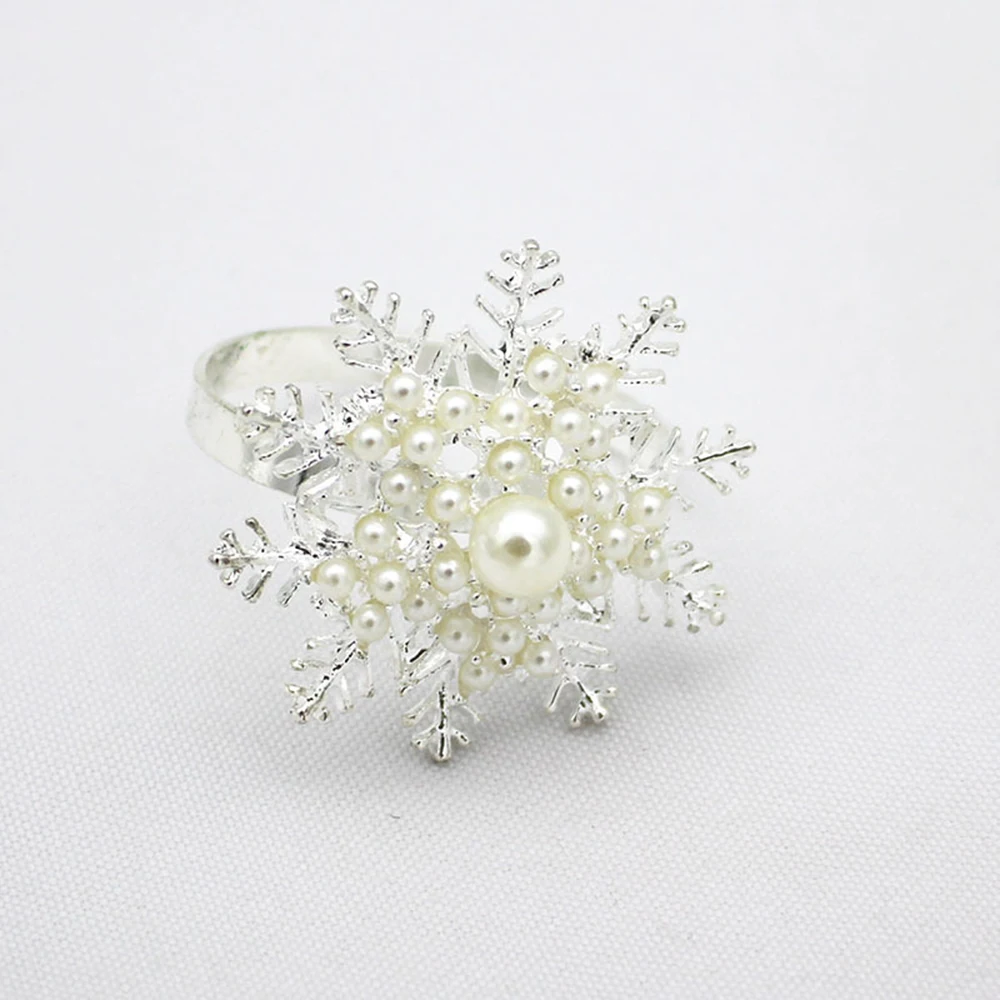 

Pearl Napkin Ring Delicate Napkin Buckle Christmas Decoration Metal Napkin Rings For Weddings Gift Option Fine Dining