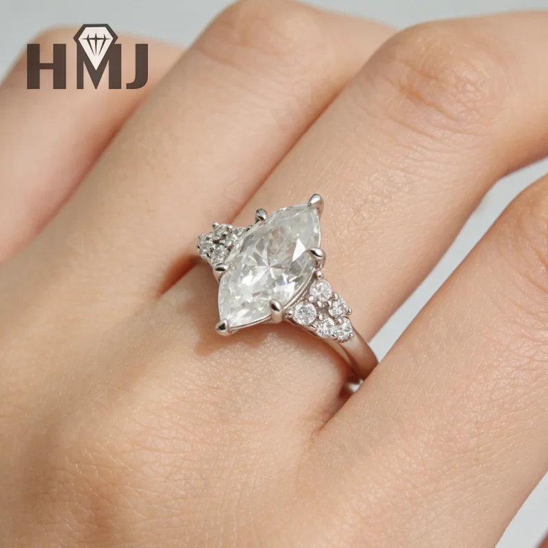 Marquise-Ring 1,5CT Moissanit-Diamant 925 Sterling Silber Party Brautschmuck Jubiläumsgeschenk für Frauen Großhandel Charms – Detail 13