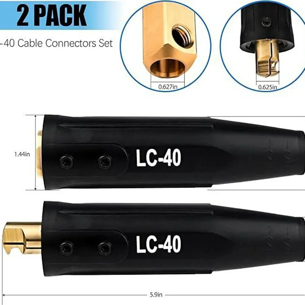 Reliable LC-40 Welding Cable Connectors Set 350 Amp Capacity, Quick Lock For Soldering Applications For Welding Setups