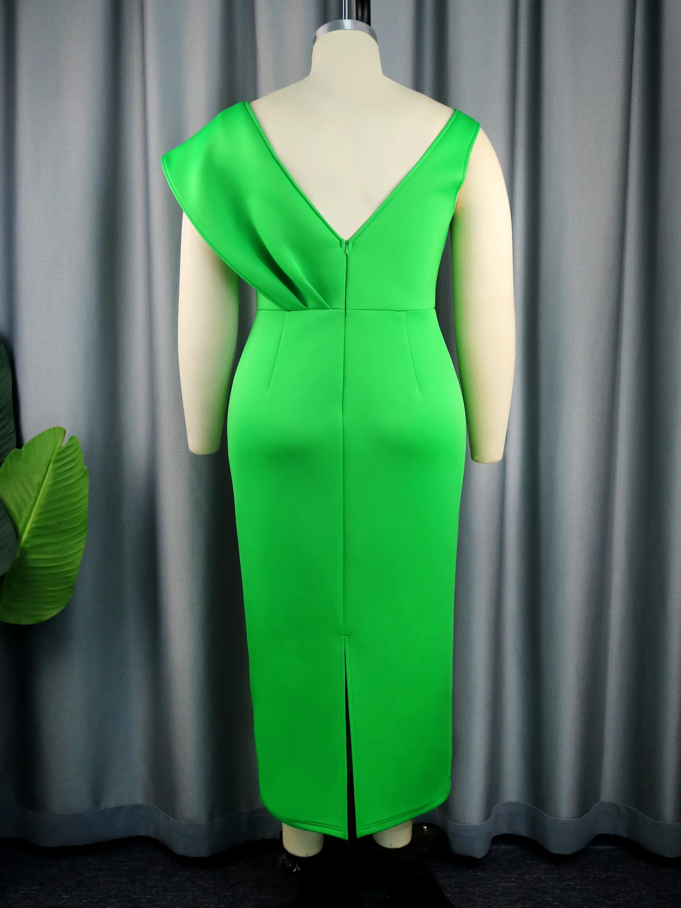 AOMEI-vestidos de noche de fiesta verde de lujo para mujer, apliques de malla con cuello en V y lazo, vestido largo ajustado elegante, vestidos de graduación africanos de talla grande