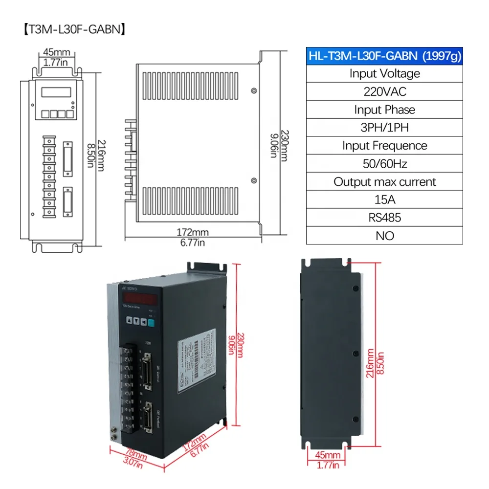 HLTNC 110ST-M06020 + T3L-L30F-RABF 6NM 1.2KW 220v 2000rpm محرك معزز لأدوات آلة التصنيع باستخدام الحاسب الآلي الصناعية الأوتوماتيكية لجهاز التوجيه باستخدام الحاسب الآلي