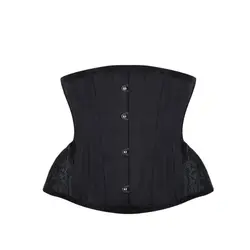 Burvogue Gothic Embroidery Waist Trainer Short Torso Corset 12 Steel Bones Women's Slimming Binder and Shaper Underbust Corsets