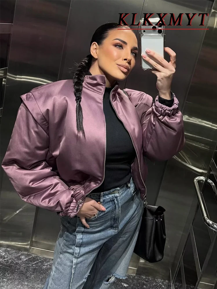 Damen Frühling Herbst Elegante Einfarbige Bomberjacke Damen Locker Sitzende Reißverschluss-Jacke Neue Mode High-Street-Mantel