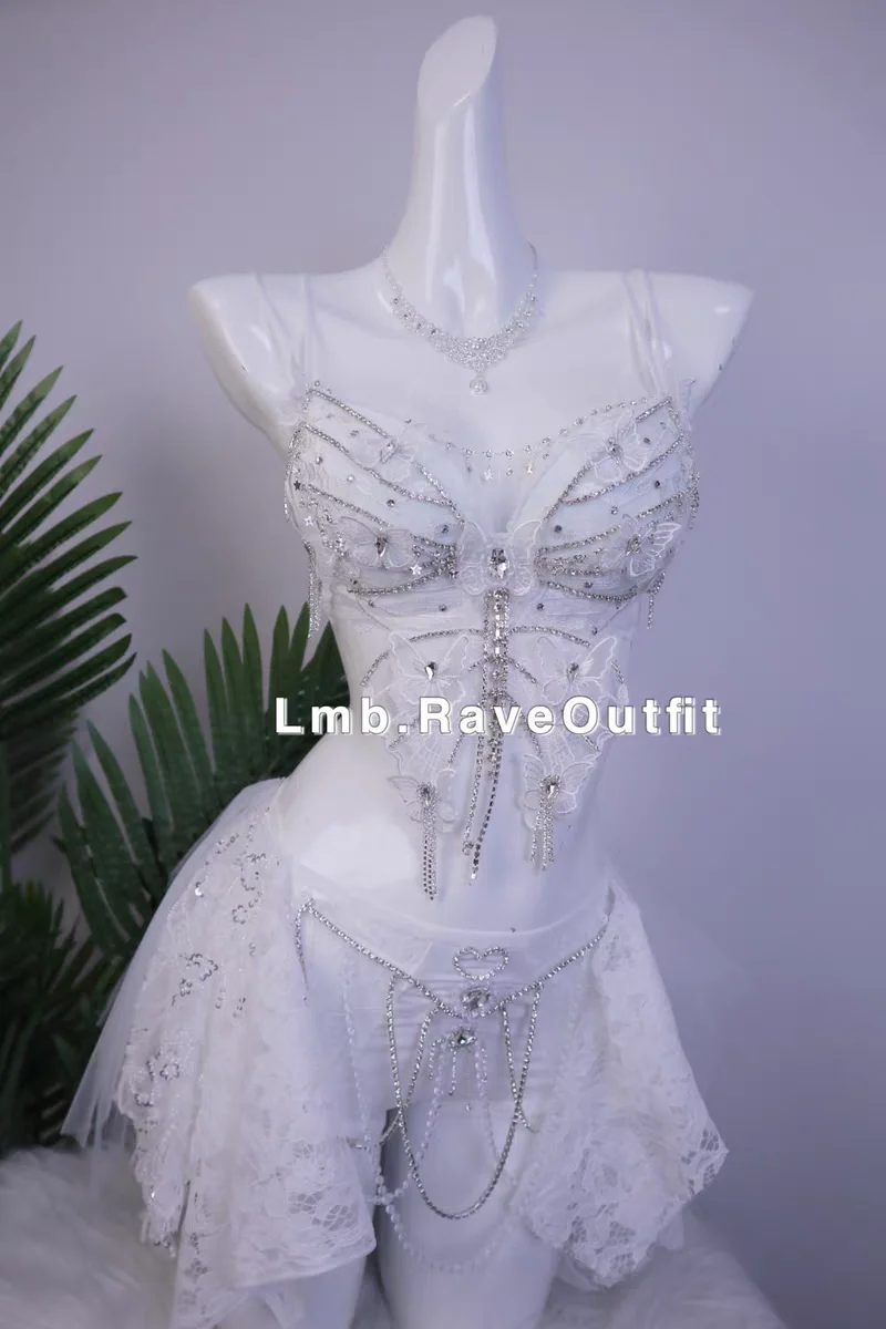 Luksusowy diamentowy zestaw spódnic bikini Bar Klub nocny Wakacje Impreza Kobieta Piosenkarka Zespół taneczny Odzież sceniczna Modelka Kostium do sesji zdjęciowej