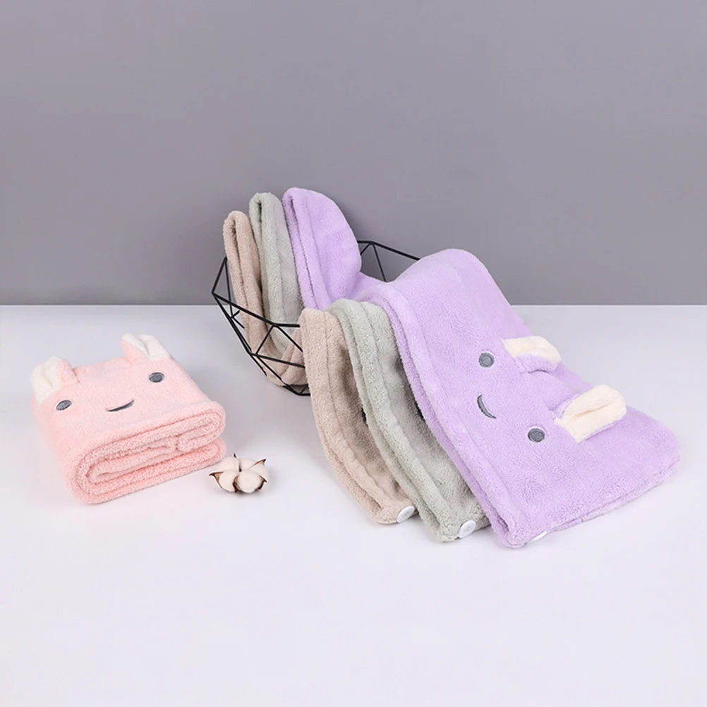 

Hair Drying Cap Thickened Super Absorbent Lavender Rabbit Ear Shape Quick Dry Towel Wrap Soft Lightweight Fast Dry Hair