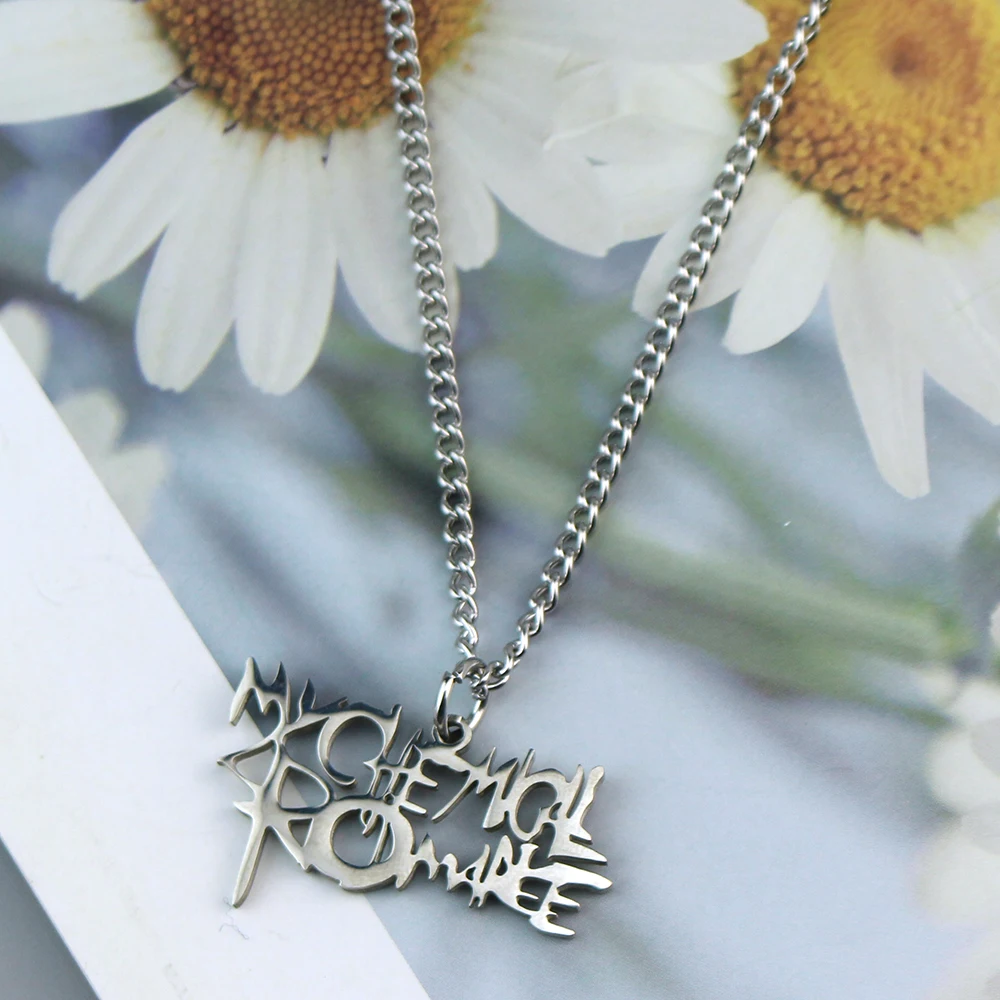 بلدي الكيميائية الرومانسية الثقيلة المعادن الشرير كسر الفولاذ المقاوم للصدأ روك مسنبل قلادة قلادة MCR المختنق مجوهرات هدية عيد الميلاد #2