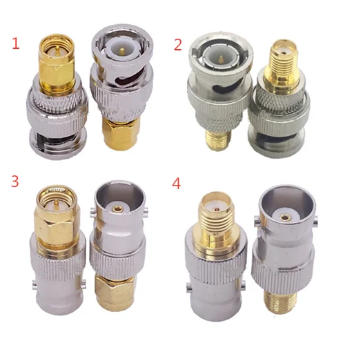 4 pcs/lot  SMA to BNC RF Adapter  SMA Male Female To BNC Male Female Coaxial RF Connector