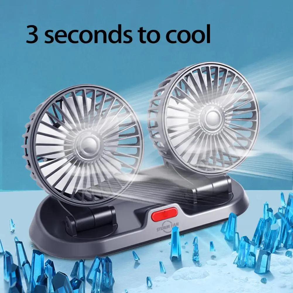 Car Fan Removable Front Grille Portable Mini Dual Head USB Car Fan 5/12/24V 5 Blades Car Air Cooler Auto Accessories