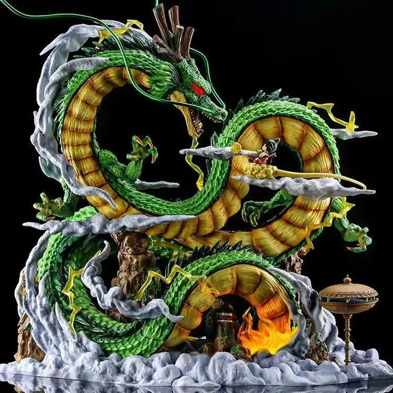 

New Authentic Dragon Ball Gk Divine Dragon And Goku Luminous Statue Model Ornament Anime Handmade Gift Desktop Decoration