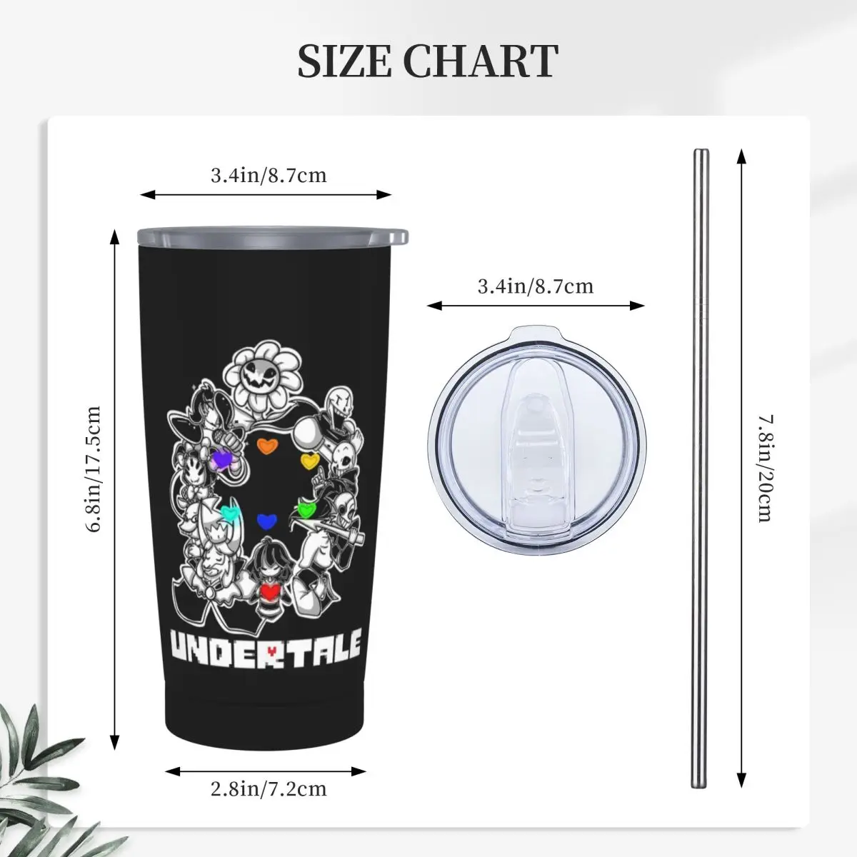 Game Undertale Determination Stainless Steel Tumbler Vacuum Insulated Mugs Thermal Cold Cups Straws With Lid 20oz