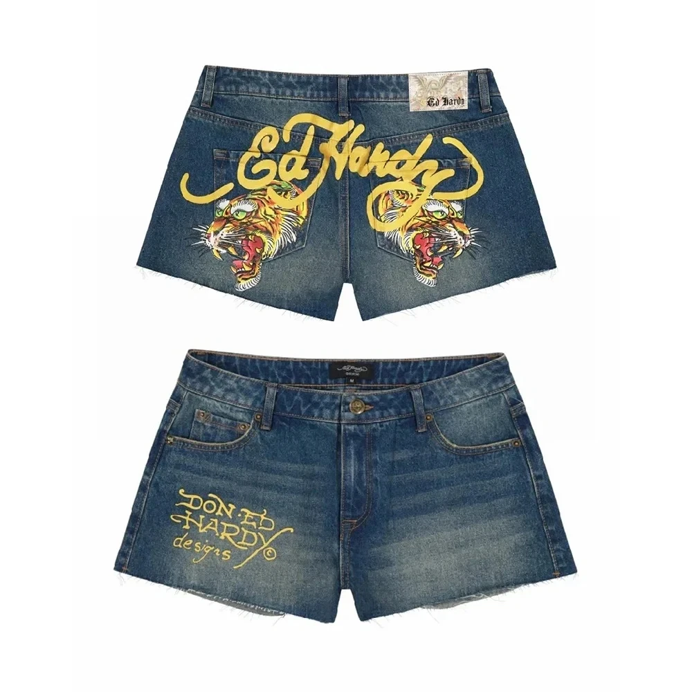 Cintura alta magro mini shorts para mulheres y2k sexy menina calças curtas harajuku gótico carta impressão retro baggy denim shorts streetwear