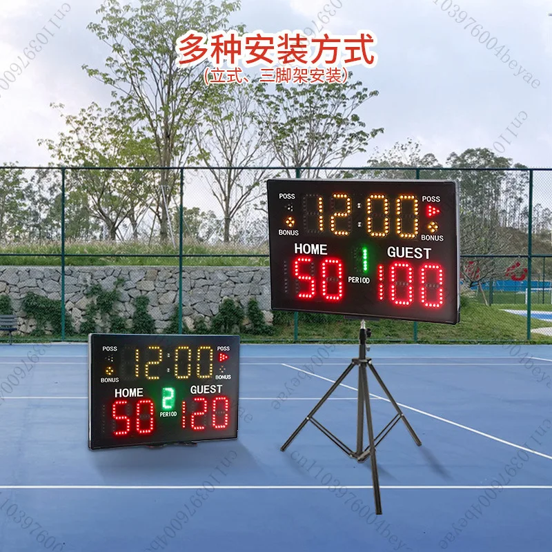 Trépied de comptage de basket-ball, tableau de bord numérique électronique multifonctionnel Portable à Diode électroluminescente murale avec télécommande