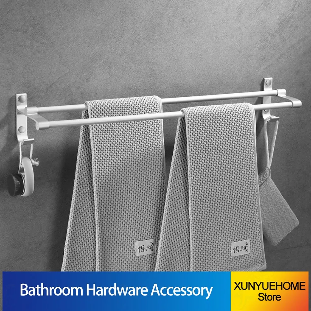 Towel Rack Cloth Holder Matter Silver Aluminum Fold Hanger Wall 50-60CM Shower Bar Rail Toilet Storage Shelf Bathroom Accessorie