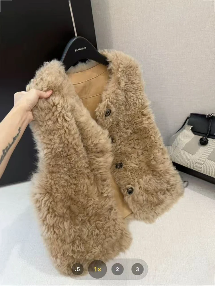 فو الصوف الفراء سترة المرأة Y2K الكورية فضفاضة س الرقبة كل مباراة شعر الفراء المحاصيل معاطف الإناث شتاء دافئ أكمام تانك ملابس خارجية جديد #3