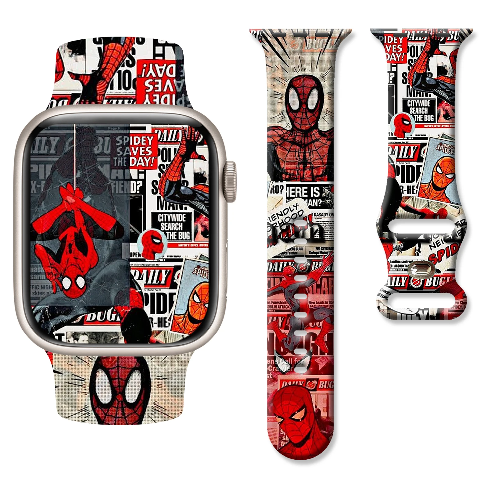 

Amazing Spider-Man Printed Strap for Apple Watch 11 10 9 8 SE Silicone Band Replaceable Watchband for iWatch 46mm 44mm 42mm 41mm