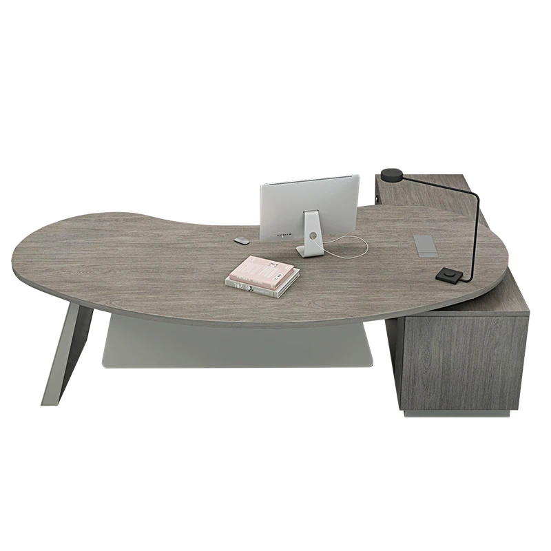 

*Simple Modern Boss Desk Curved Office Table Panel Wood Style for President Manager's Office Furniture Combination