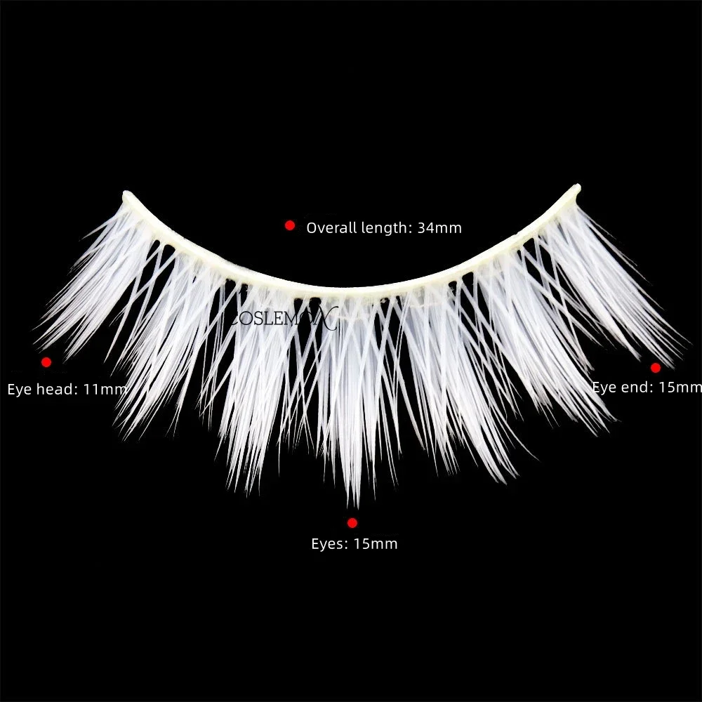 크리에이티브 익스텐션 화이트 인조 속눈썹 코스프레, 부드러운 위스피 내추럴 속눈썹, 애니메이션 모조 내추럴 크로스 인조 속눈썹 메이크업
