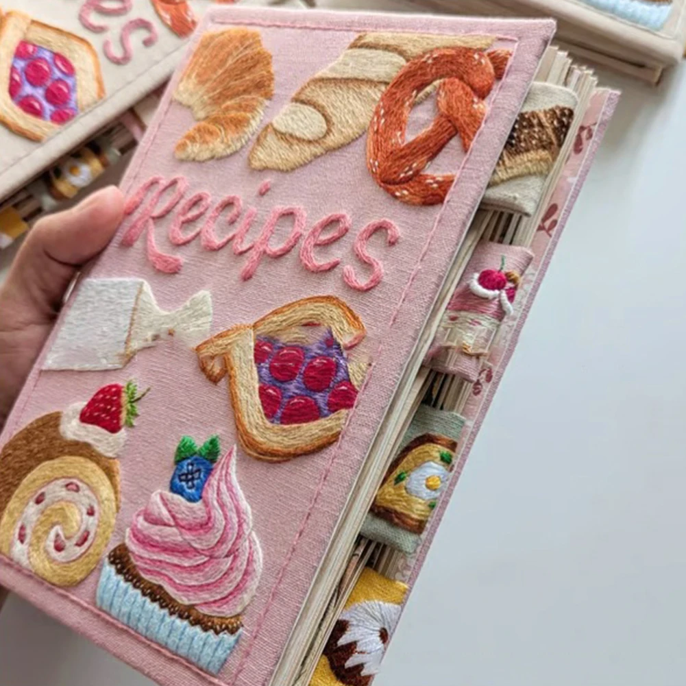 Beautifully Crafted Recipe Book with Embroidered Cover, Perfect for Storing and Organizing Your Favorite Recipes Notebooks