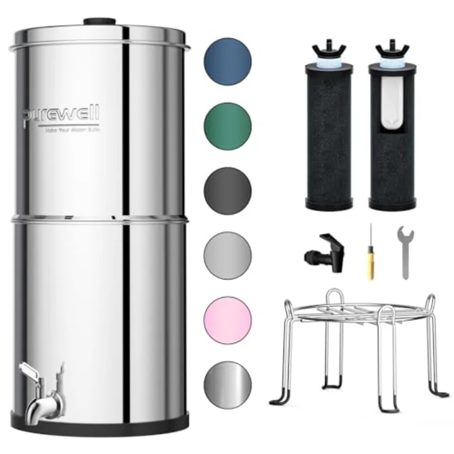 3-Stage 0.01μm Ultra-Filtration Gravity Water Filter System NSF/ANSI 42and372 Certification 304 Stainless Steel Countertop Syst