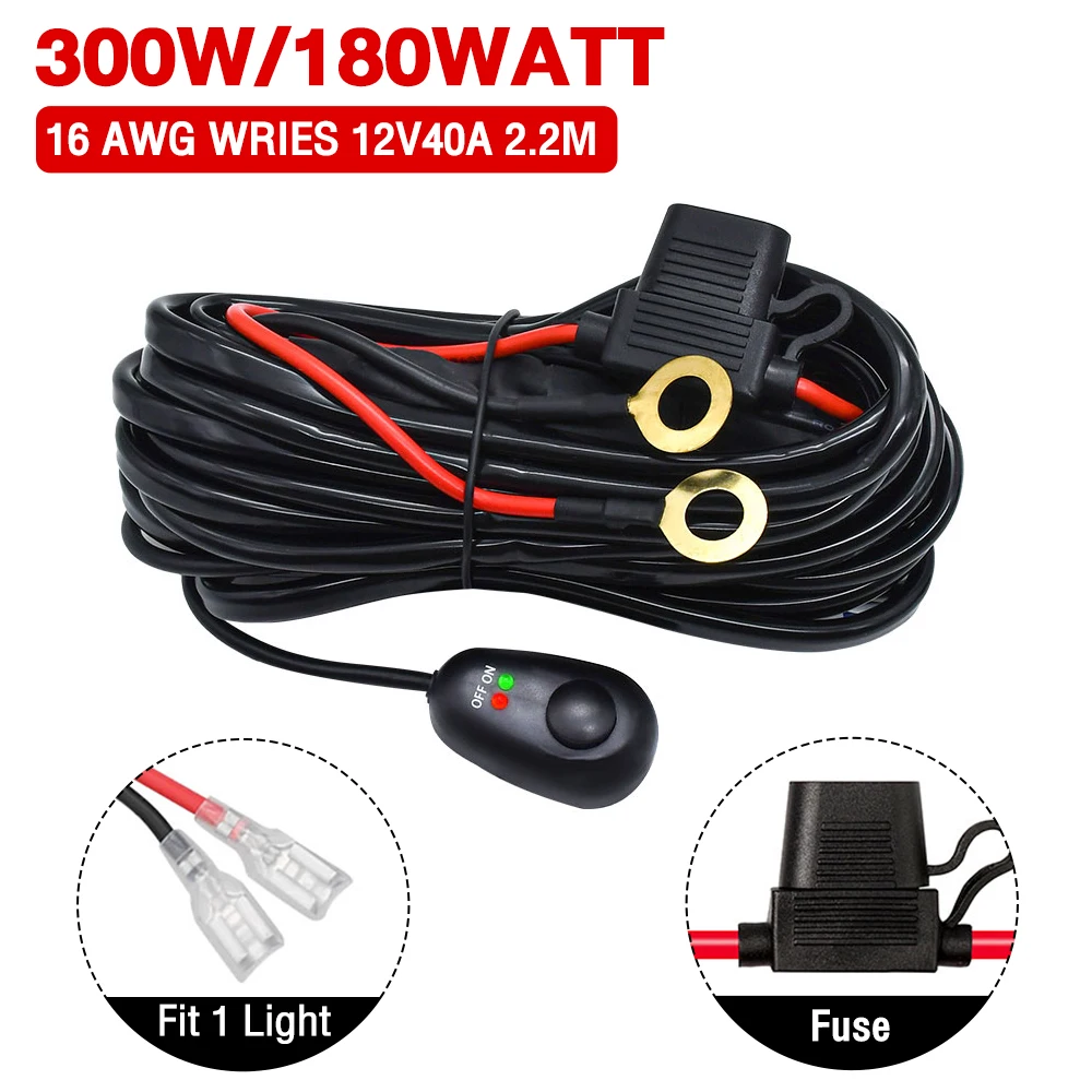 LED Light Bar Wire 3M 12V 24V 40A Wiring Harness Relay Loom Cable Fuse for Auto Driving Offroad Led Work Lamp for Car Accessory