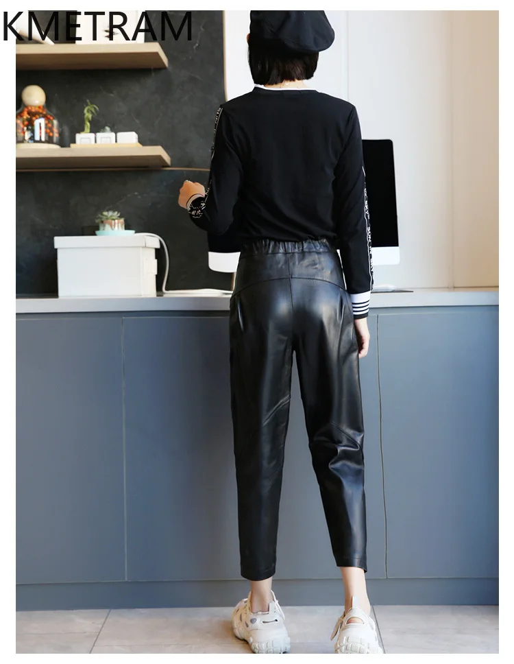 KMETRAM Real Sheepskin Genuine Leather Pants Womens New in Pants 2024 Fashion Women Trending Clothing Autumn Harem Pants Кюлоты