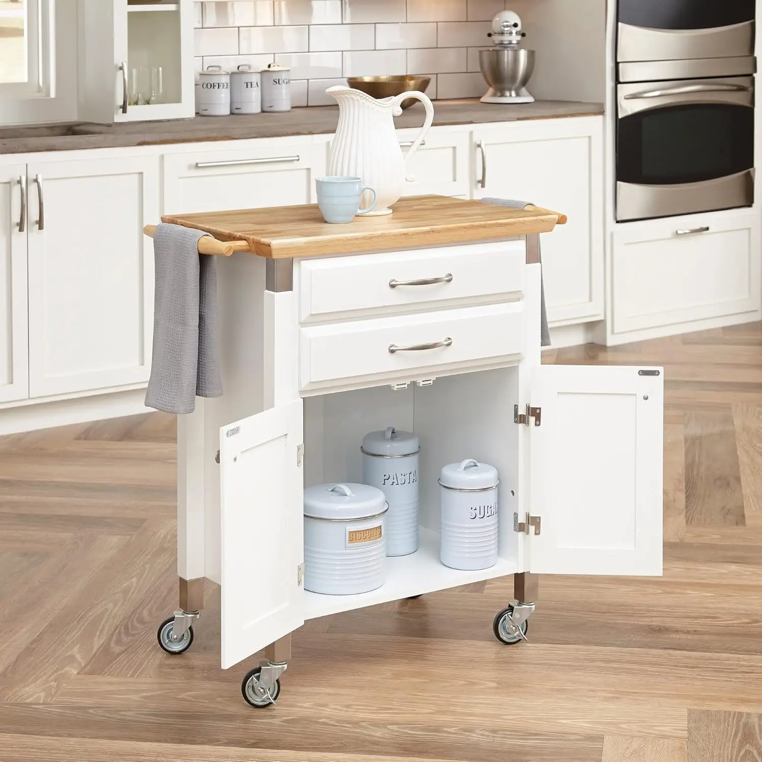 Dolly Madison weiß Prep & Serve Cart, cremefarben