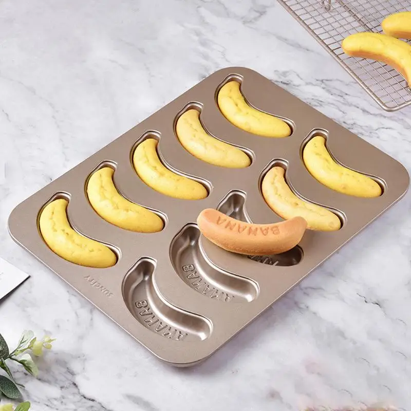 Cake Molds For Baking Shapes Banana Cake Baking Molds 10 Cavity Banana Shape Molds For Baking Cake Non-stick Multifunctional