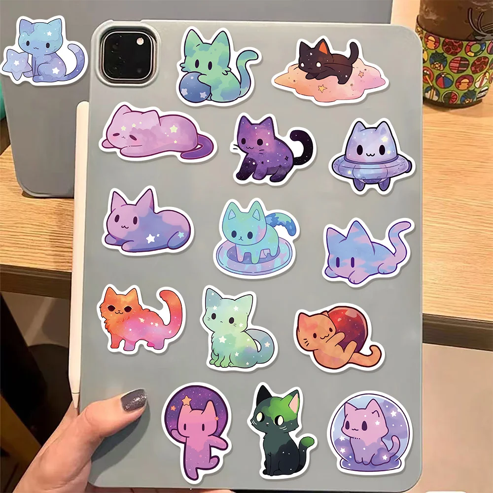 50PCS Cute Cartoon Starry Sky Cat Graffiti Stickers DIY Luggage Laptop Water Cup Computer Stickers