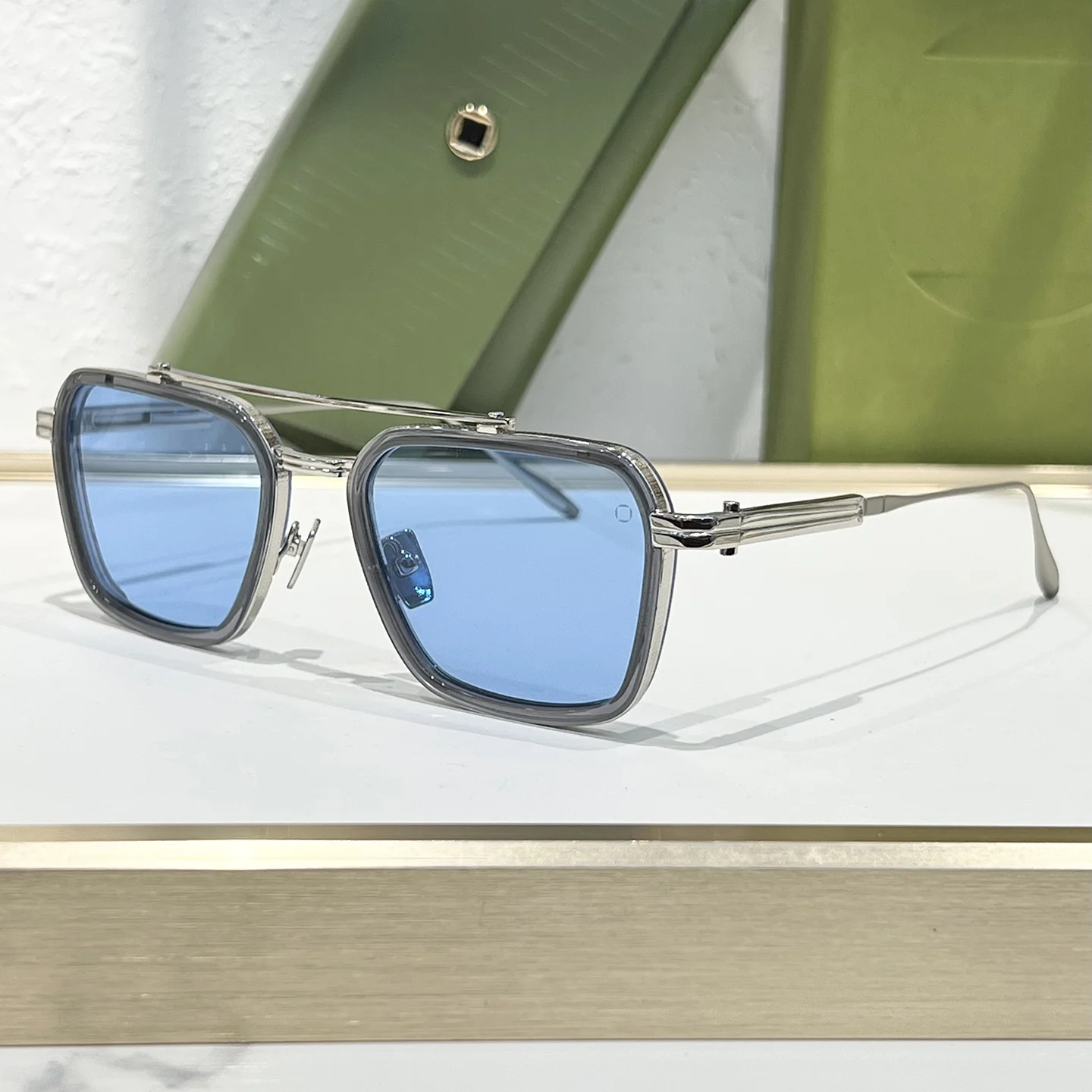 AKS507 النمط الياباني الحرفية المعدنية مربع مصمم رجال الأعمال النظارات الشمسية واقية من الشمس عطلة القيادة في الهواء الطلق النساء النظارات الشمسية