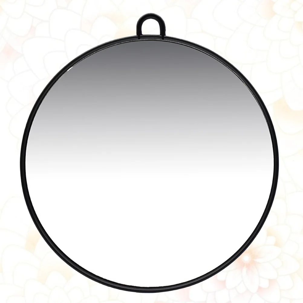 

Rear View Makeup Mirror Practical Handheld Mirror Round Rear View Barber Mirror for Home Daily Use (Black)