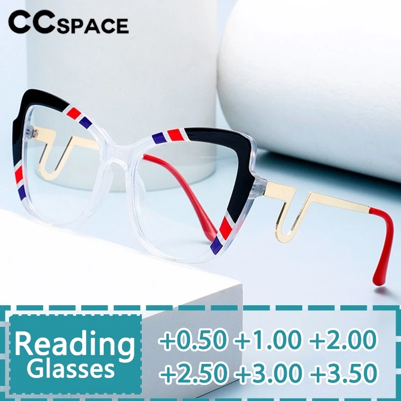 

Fashion Square Resin Reading Glasses Women Popular Color-blocked Optical Presbyopic Eyeglass Custom Diopter +50~+600 #304277