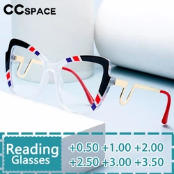 Fashion Square Resin Reading Glasses Women Popular Color-blocked Optical Presbyopic Eyeglass Custom Diopter +50~+600 #304277