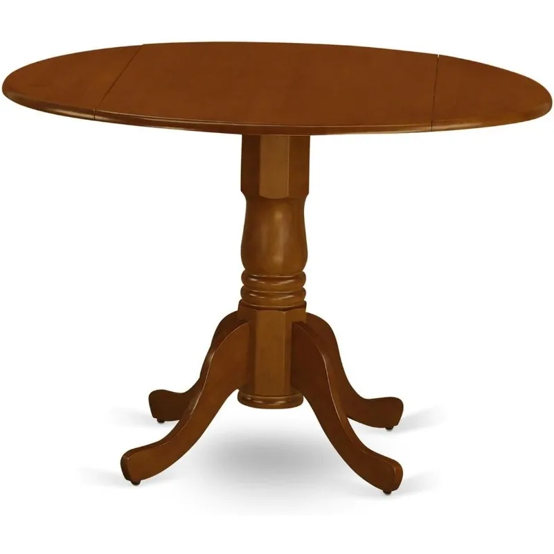 DLAV3-SBR-W 3 Piece Dining Table Set for Small Spaces Contains a Round Dining Room Table with Dropleaf and 2 Wood Seat