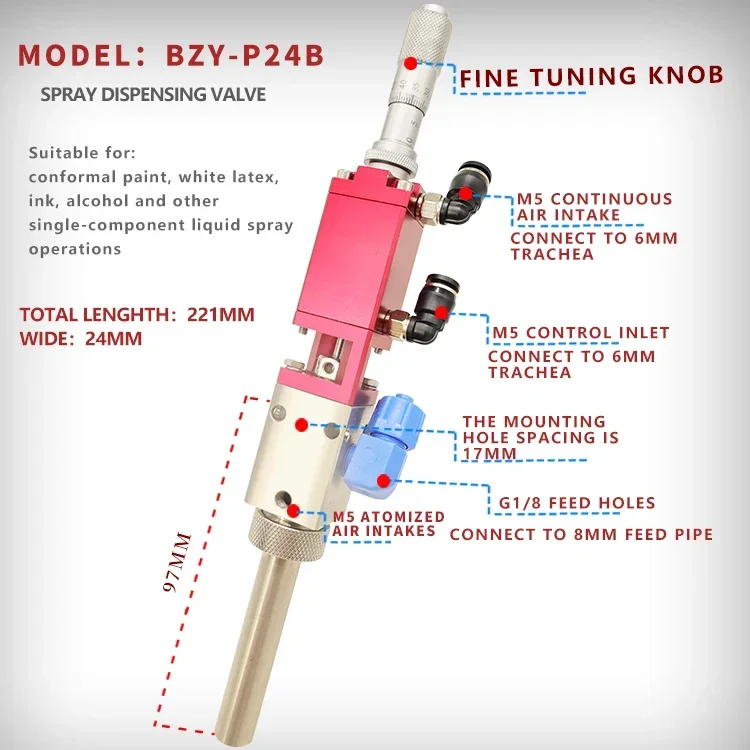 P24B Pneumatic High Frequency Spray Dispensing Valve for Conformal Coating