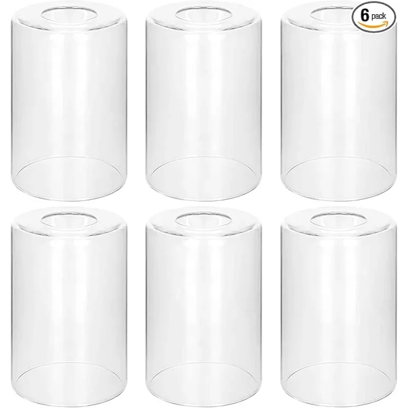 

6pcs Clear Glass Shades Replacement,5.5in H,4in Dia.,1.65in Fitter,Cylinder Lampshade Replacement for Pendant Light Floor lamps