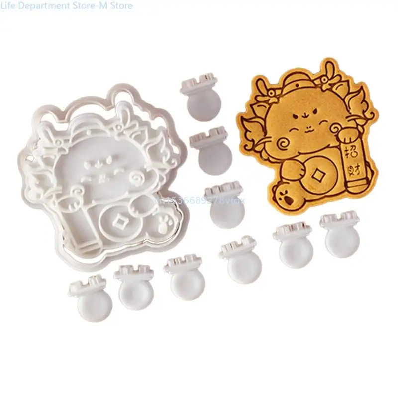 

10pcs Cartoon Dragon Cookie Cutters Set Cartoon Pressable Biscuits Mold