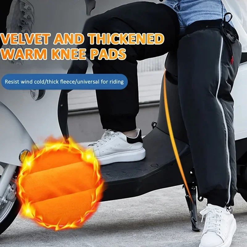 Winter Motorcycle Knee Brace Wraps Pads Thicken Warm Waterproof Fleece Windshield Quilt Waterproof Leg Cover Cycling Leg Warmer